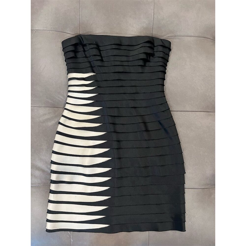 BCBGMAXAZRIA Women's Strapless Tiered Cocktail Dress Black Size 2